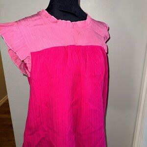 SHEIN Two-Tone Pink Ruffle Blouse